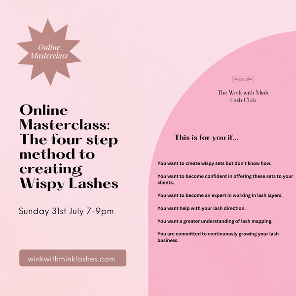 Live Online Mini Wispy Lash Course. Monday 31st July 7-9pm